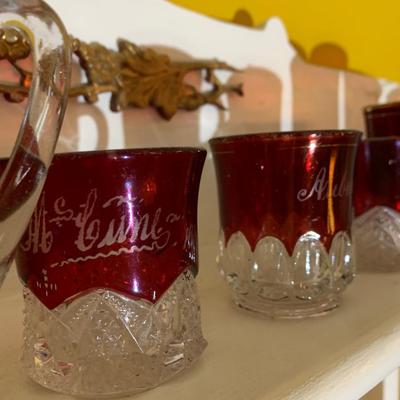 Large Collection of Turn of the Century Ruby Red Glasses