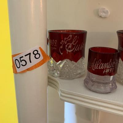 Large Collection of Turn of the Century Ruby Red Glasses