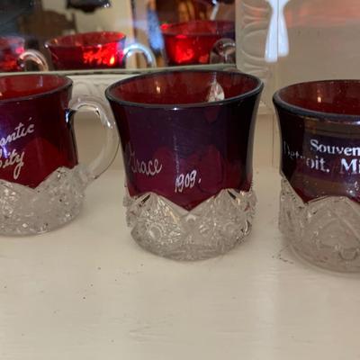 Large Collection of Turn of the Century Ruby Red Glasses