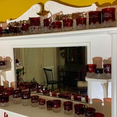 Large Collection of Turn of the Century Ruby Red Glasses
