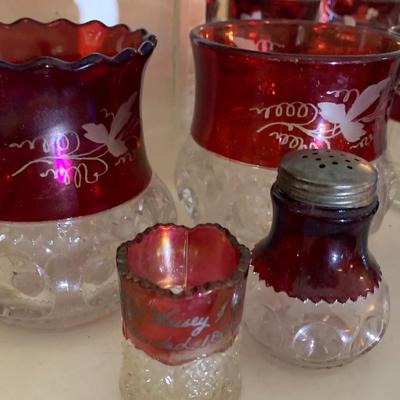 Large Collection of Turn of the Century Ruby Red Glasses