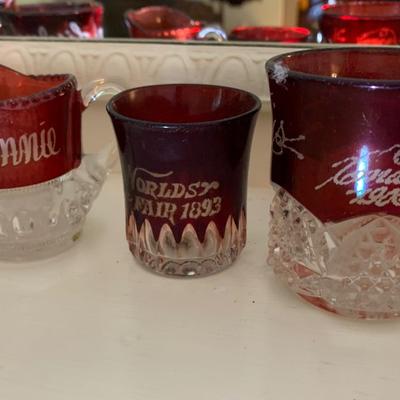 Large Collection of Turn of the Century Ruby Red Glasses