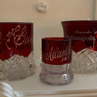 Large Collection of Turn of the Century Ruby Red Glasses