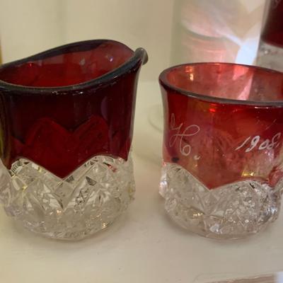 Large Collection of Turn of the Century Ruby Red Glasses