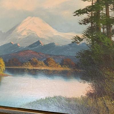 Mount Rainier Oil On Board by Robert DeLane Framed