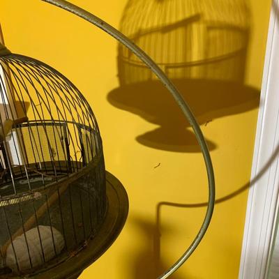 Vintage Brass Birdcage On Stand