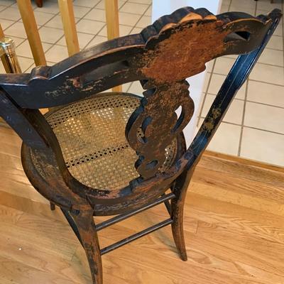 Antique Hand Painted Caned Seat Chair