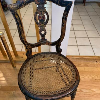 Antique Hand Painted Caned Seat Chair