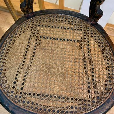 Antique Hand Painted Caned Seat Chair