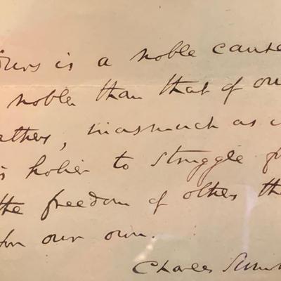 1852 Ours Is A Noble Cause Quote Signed / Framed