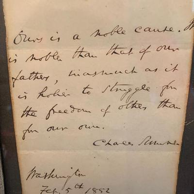 1852 Ours Is A Noble Cause Quote Signed / Framed
