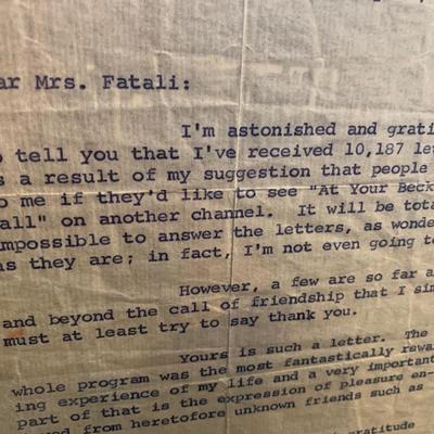 Betty Furness Signed Letter