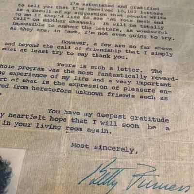 Betty Furness Signed Letter