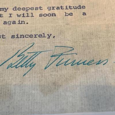 Betty Furness Signed Letter