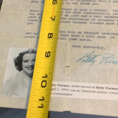 Betty Furness Signed Letter