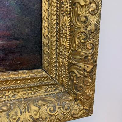 Cows In Stream Oil In Canvas Gold Gilt Frame