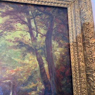 Cows In Stream Oil In Canvas Gold Gilt Frame