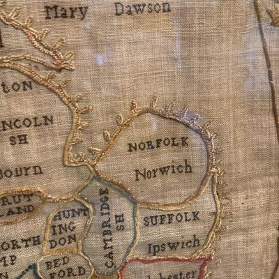 Early Needlepoint England Map Framed