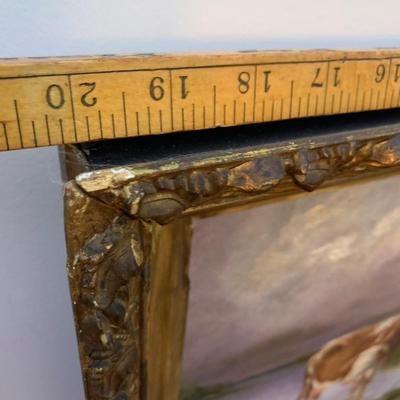 Bulls In Stream Oil On Canvas Gold Gilt Frame