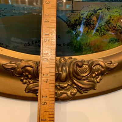 US Capitol Vintage Reverse On Glass Hand Painted Framed