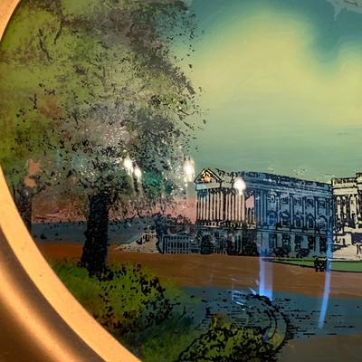 US Capitol Vintage Reverse On Glass Hand Painted Framed