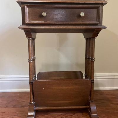Vintage Small Mahogany Side Table Magazine Rack