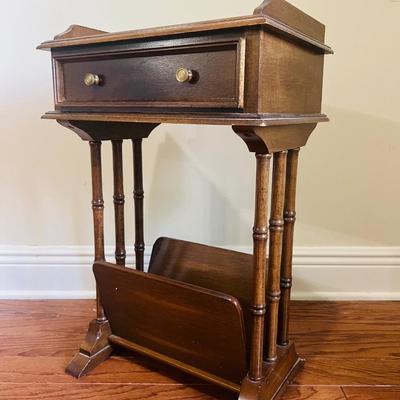 Vintage Small Mahogany Side Table Magazine Rack