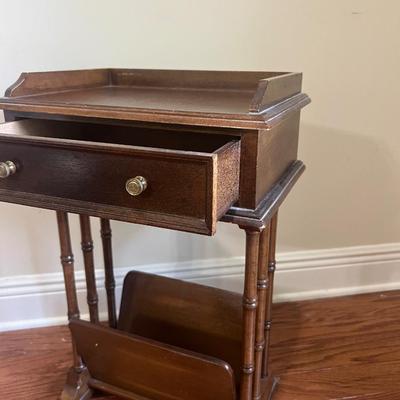Vintage Small Mahogany Side Table Magazine Rack