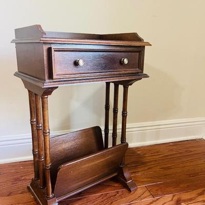 Vintage Small Mahogany Side Table Magazine Rack
