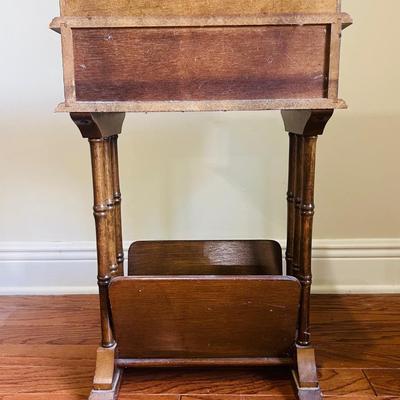 Vintage Small Mahogany Side Table Magazine Rack