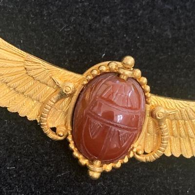 Egyptian Revival Scarab 22k Gold Brooch
