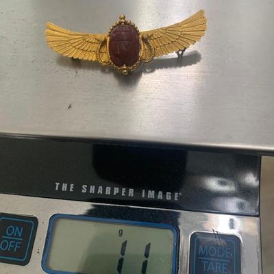 Egyptian Revival Scarab 22k Gold Brooch