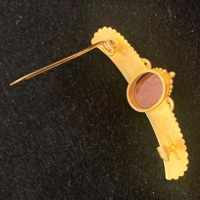 Egyptian Revival Scarab 22k Gold Brooch