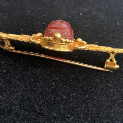 Egyptian Revival Scarab 22k Gold Brooch