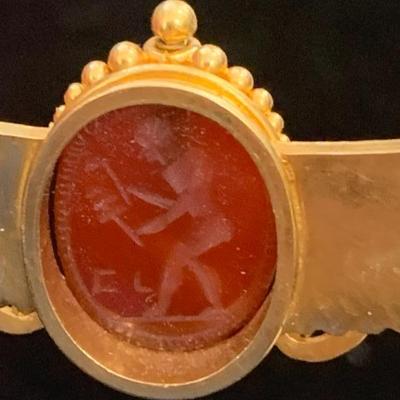 Egyptian Revival Scarab 22k Gold Brooch