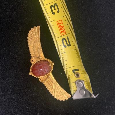 Egyptian Revival Scarab 22k Gold Brooch