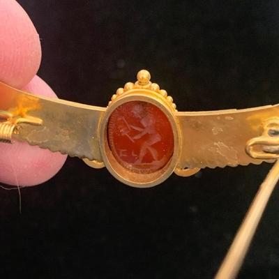 Egyptian Revival Scarab 22k Gold Brooch