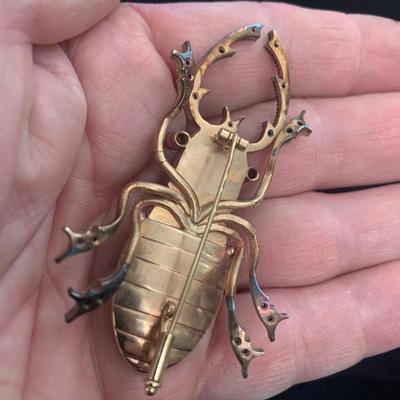 14k Theodore Starr Jewelers NY Stag Beetle Brooch In Original Case
