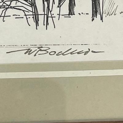 Drawing/ Etching Framed signed by artist Rheindahlen, St. Helena parish church