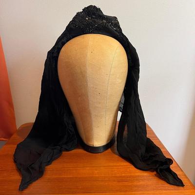 Antique Beaded Mourning Veil