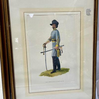 Two Barbosa LE prints works of art, framed, Military Dress, Soldiers