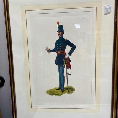 Two Barbosa LE prints works of art, framed, Military Dress, Soldiers