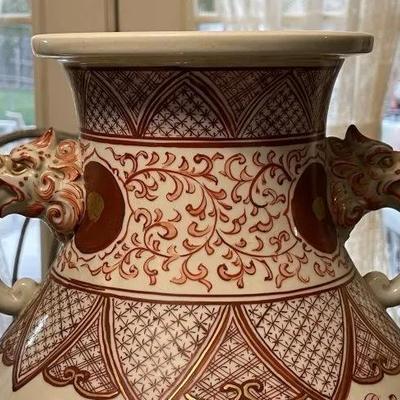 Early Japanese Kutani/Satsuma Hand Painted Signed Red/Gold Mark Vase from 1800's 15.5