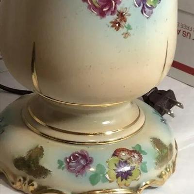 Antique Exquisite Hand Painted Porcelain Table Lamp 15.5in Tall as Pictured. No Shade Included.