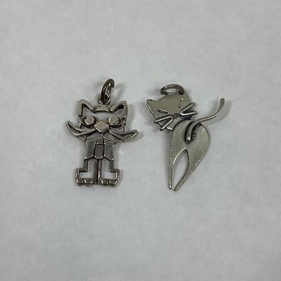 Vintage Sterling 925 Silver Cat Pendants or Charms