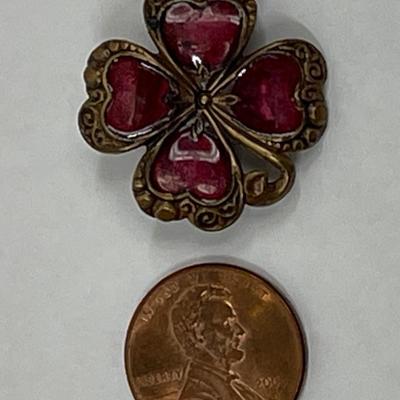 Four Leaf Clover Flower in Magenta Cloisonné