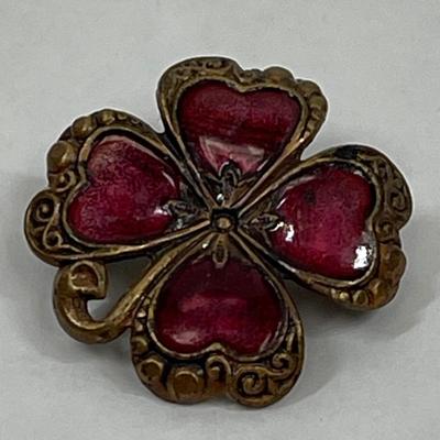 Four Leaf Clover Flower in Magenta Cloisonné