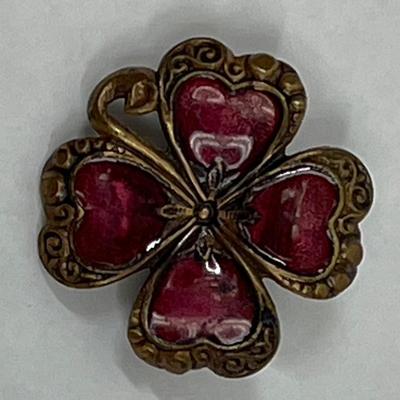 Four Leaf Clover Flower in Magenta Cloisonné