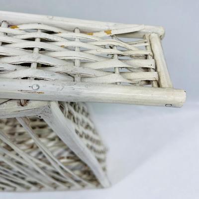 House Shaped Decor Display Shelf White Wicker Rattan