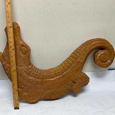 Carved Wood Alligator Wall Hanging